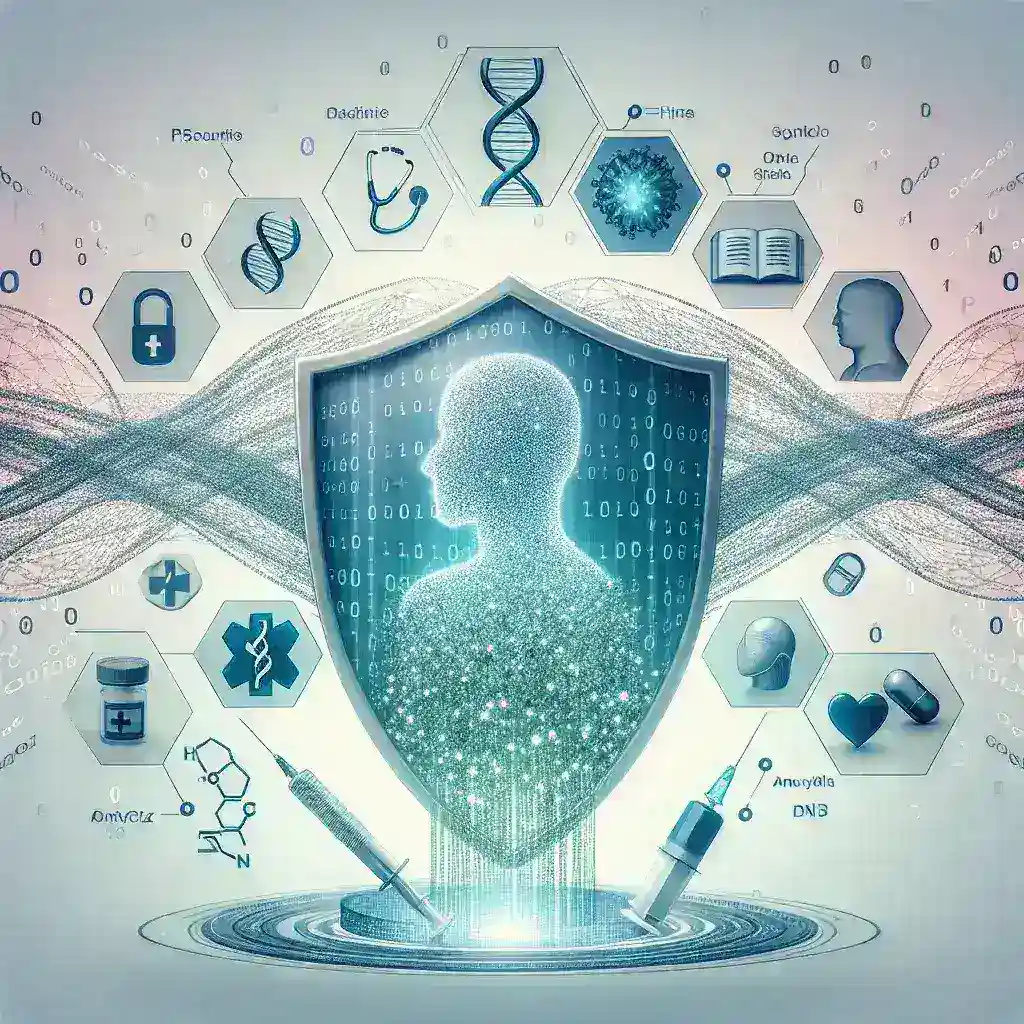 "Scientists analyzing synthetic data to enhance privacy in medical research, showcasing technology's role in safeguarding patient information while advancing healthcare studies."
